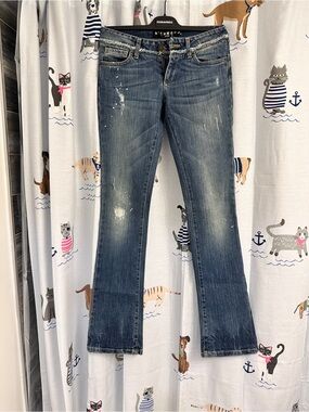 Richmond Blue Distressed Flare Jeans
